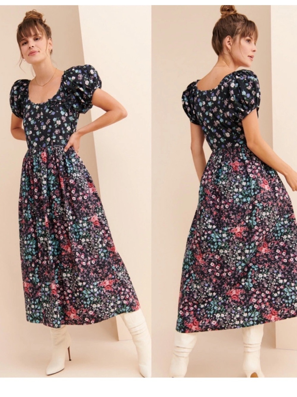 LoveShackFancy Lais Maxi Dress Puff Sleeve Scoopneck Praire Cottagecore Size 8